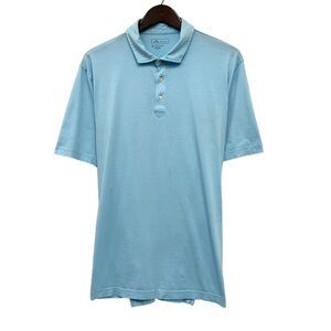 Peter Millar Men's Golf‎ Polo Shirt Light Blue Pima Cotton Made in Peru Size XL